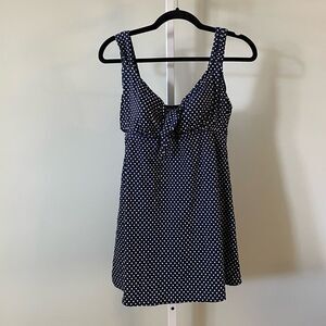 Great Lengths Navy Polka Dot One Piece Bathing Suit